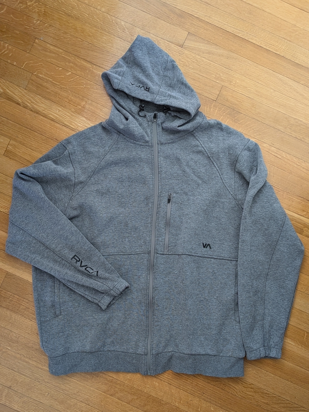 RVCA Men's Grey Full-Zip Hoodie Sweater. Size XXL